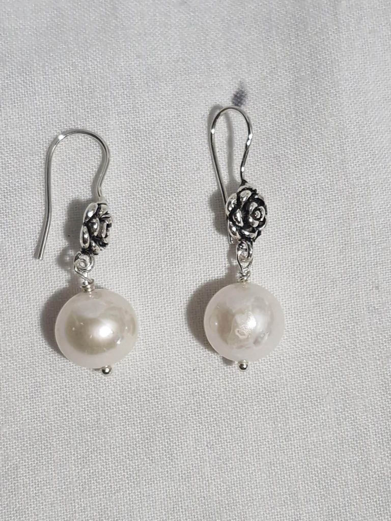 Sterling Silver Dangle Earrings with Freshwater Pearls