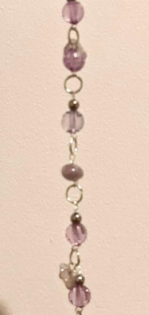 Purple and Light Stone Beaded Silver Purple Bracelet - Image 3