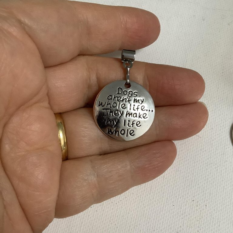 Dog Inscription Pendant with Stainless Steel Bail