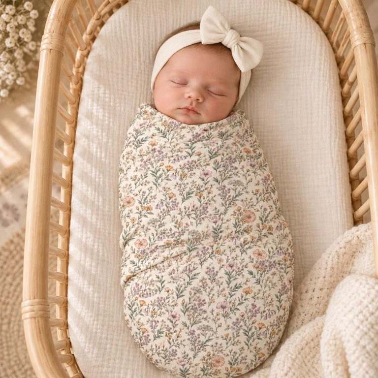 Vintage Floral Jersey Knit Baby Swaddle Blanket