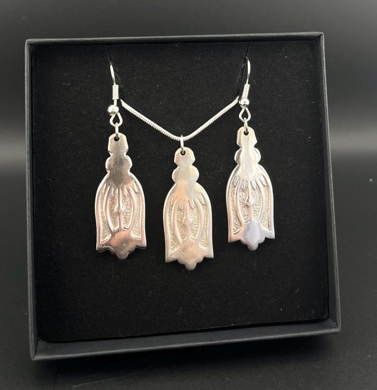 Handmade Vintage Silver Tulip Jewellery Set