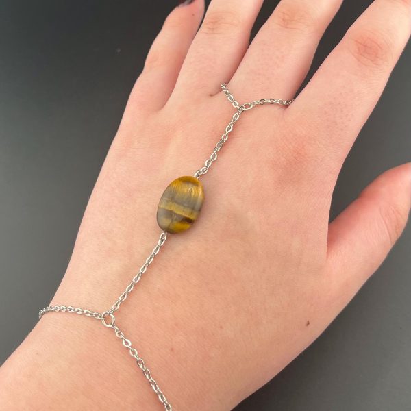 Handmade Silver Tigers Eye Hand Chain