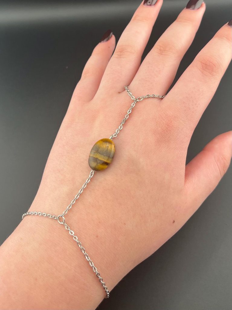 Handmade Silver Tigers Eye Hand Chain