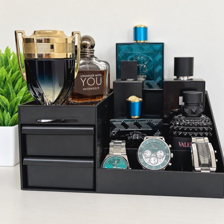 Multi-Compartment Cologne Organizer for Grooming Essentials