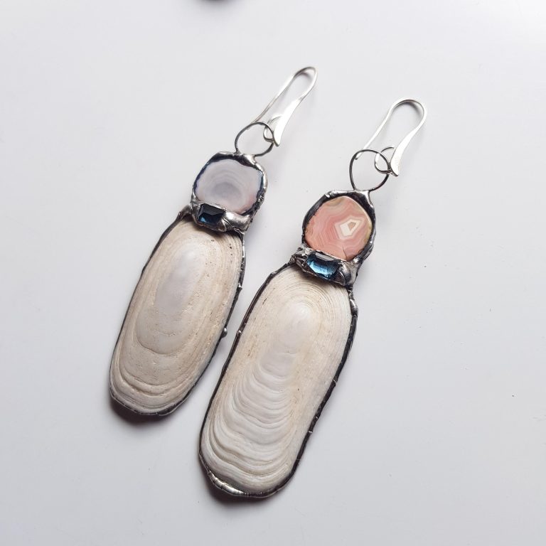 Sea Lion Earrings, Shell Jewellery, Natural Crystals, Ethically Sourced, Australian Agate, Made with Intention, Empowering, Ocean Energy.