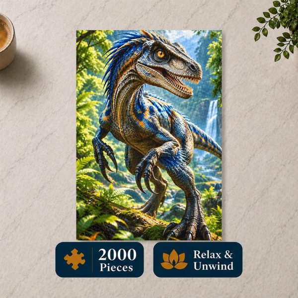 2000-Piece Blue Hunter Raptor Dinosaur Jigsaw Puzzle