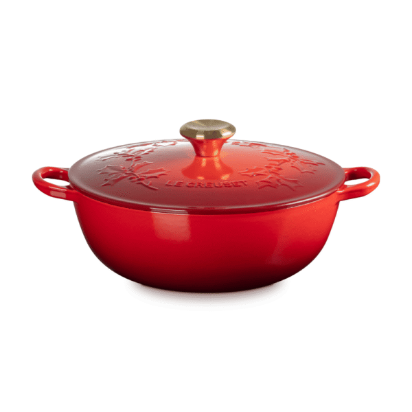 Le Creuset Christmas Holly Chefs Pan 26cm Cerise