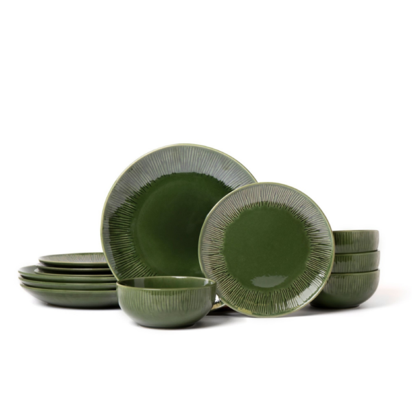 Mikasa Jardin Stoneware 12 Piece Dinner Set Green