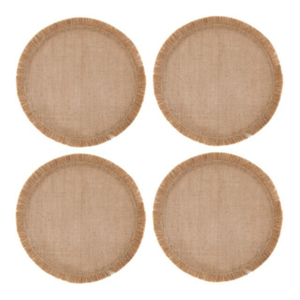 Mikasa Linen Round Hessian 4 Piece Placemat Set