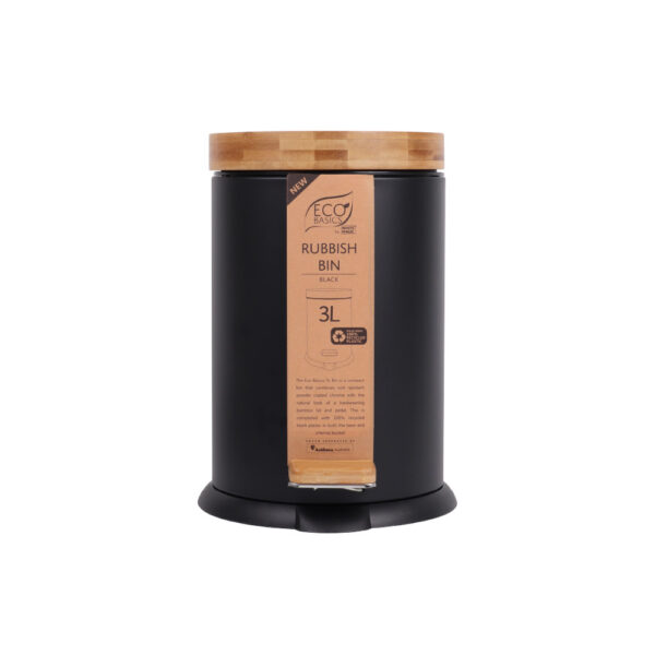 White Magic Eco Basics Rubbish Bin 3L Black