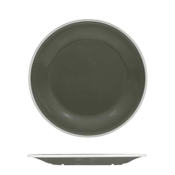 Ryner Melamine Evoke Grey with White Rim Plate 22cm