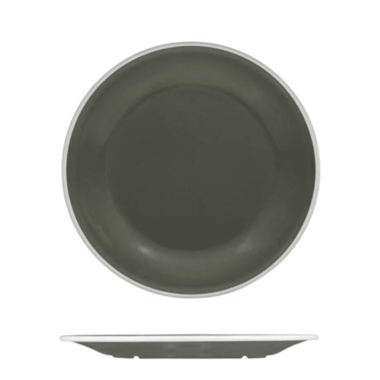 Ryner Melamine Evoke Grey with White Rim Plate 22cm