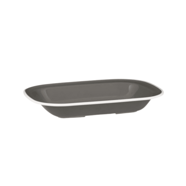 Ryner Melamine Evoke Grey with White Rim Rectangular Platter 20cm
