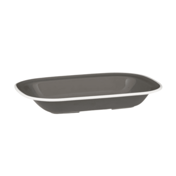 Ryner Melamine Evoke Grey with White Rim Rectangular Platter 23cm