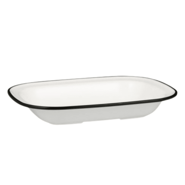 Ryner Melamine Evoke Black Rim Rectangular Dish 27cm