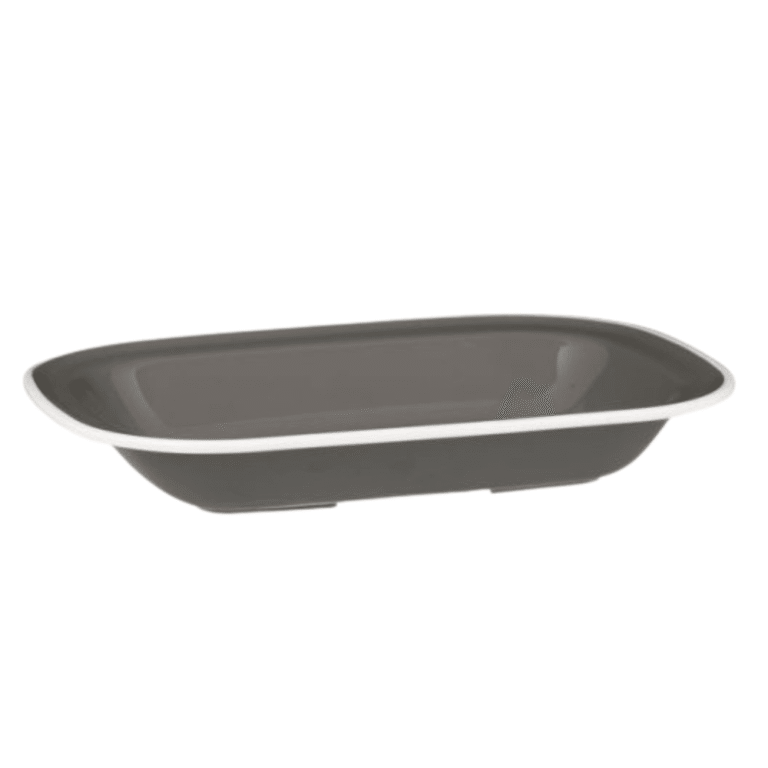 Ryner Melamine Evoke Grey with White Rim Rectangular Dish 27cm