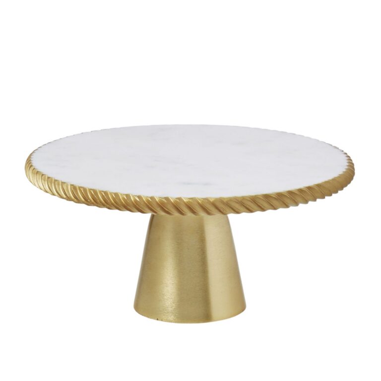 Society Home Marble Footed Cake Stand Gold Trim