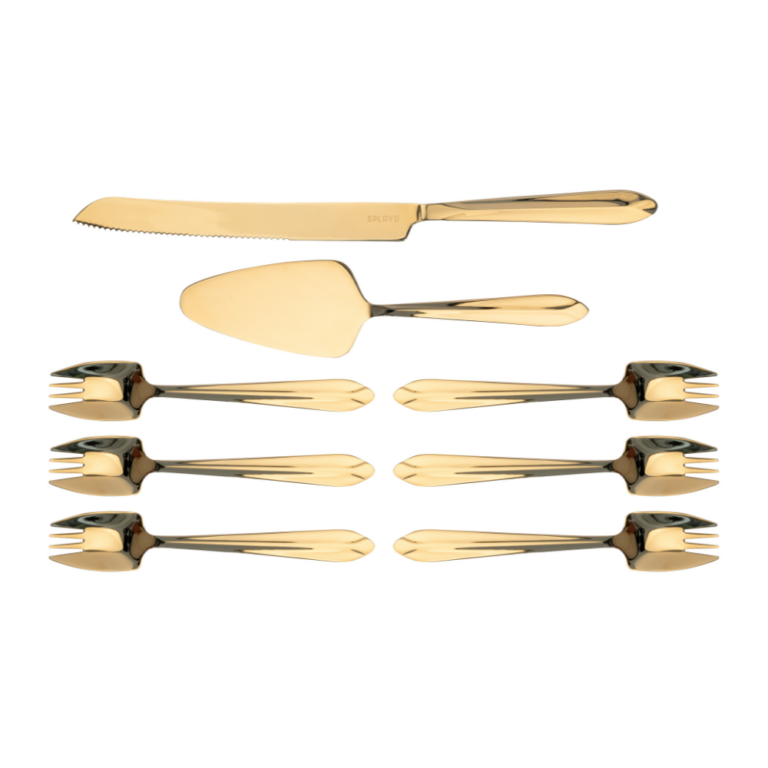 Splayd Gold Cake Knife Server Set