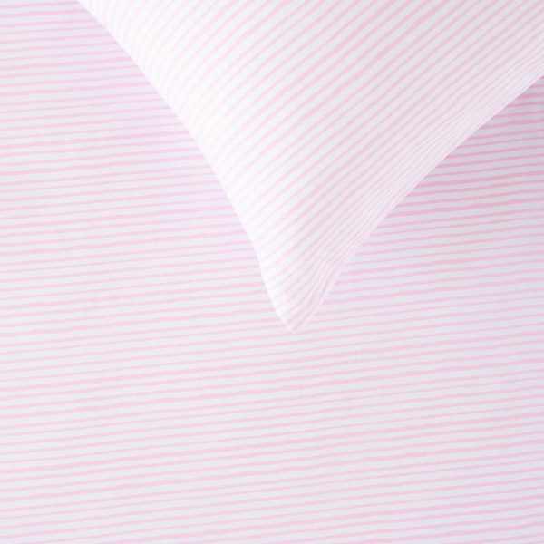 Cotton Fitted Sheet + Pillowcase Set - Scribble Stripe Pink