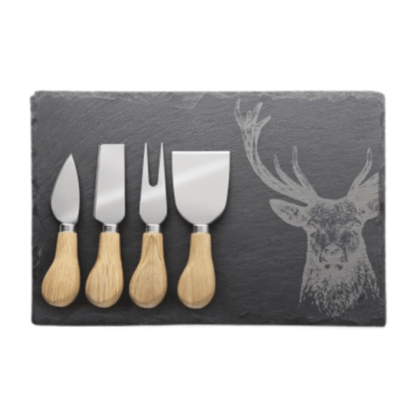 Taylor’s Eye Witness Oak Cheese Knife & Stag Slate Board Set