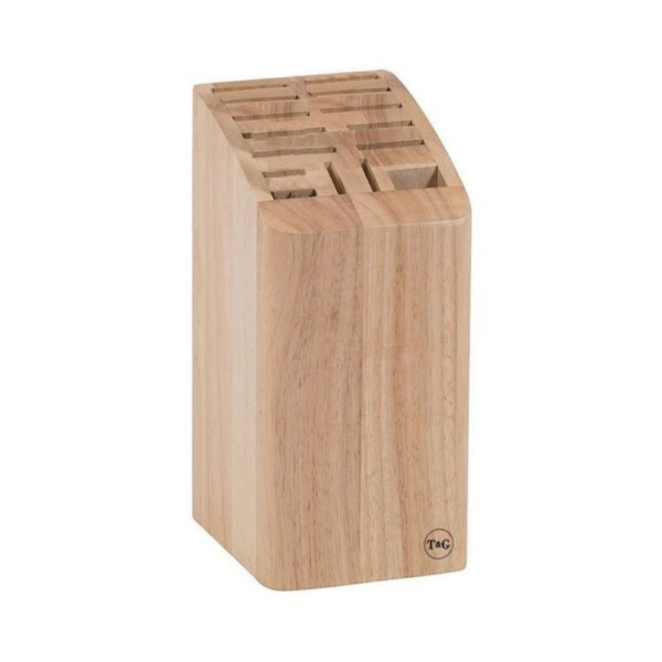 T&G 12 Slot Knife Block Hevea Wood