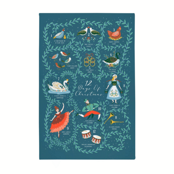 Ulster Weavers 12 Days of Christmas Cotton Teal Towel