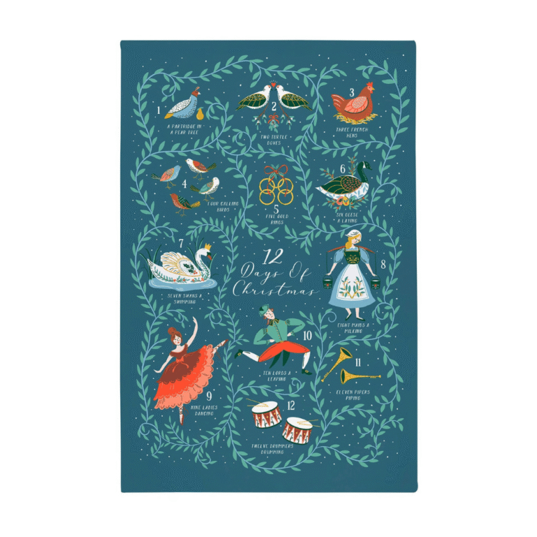 Ulster Weavers 12 Days of Christmas Cotton Teal Towel