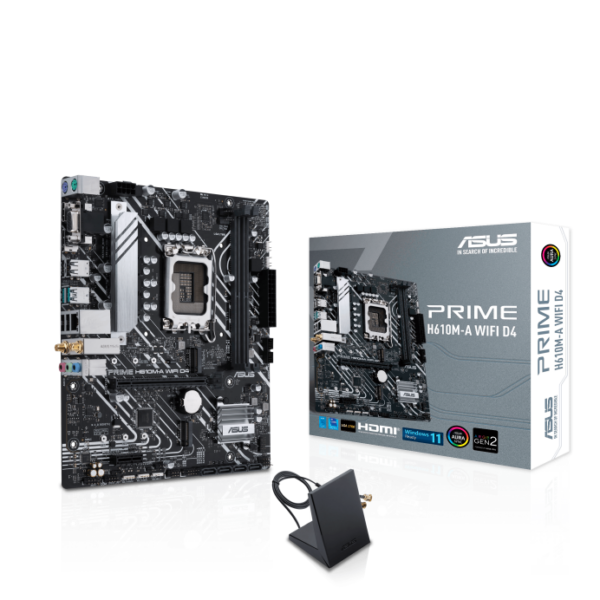 ASUS Prime H610M-A WiFi D4 Intel H610 LGA1700 Mic-atx Motherboard with DDR4 PCIe 4.0 Dual M.2 Slots Intel 1 GB Ethernet WiFi 5 Displayport
