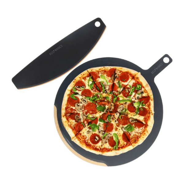 White Magic Eco Basics Pizza Cutter & Paddle Set Black