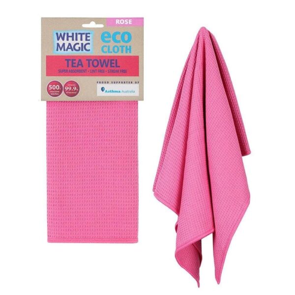 White Magic Microfibre Tea Towel Single Rose