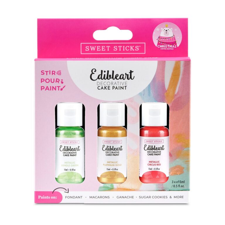 Sweet Sticks Edibleart Paint Metallic Christmas 3 Pack 15ml